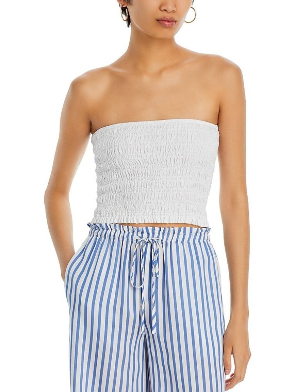 Bella Dahl Smocked Linen Tube Top White Size XS